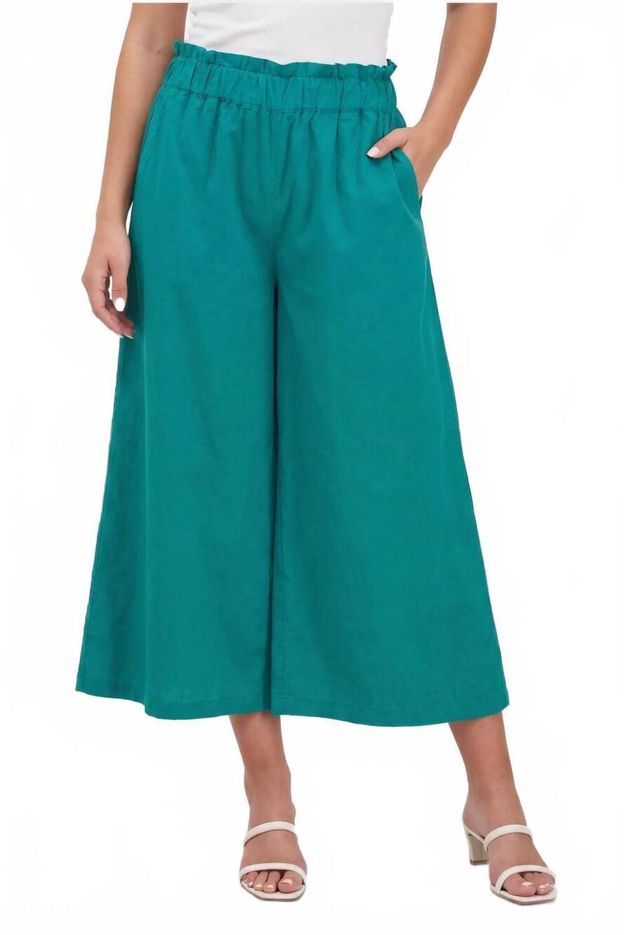 NEW M MADE IN ITALY flowy pants with paper bag waist in reef